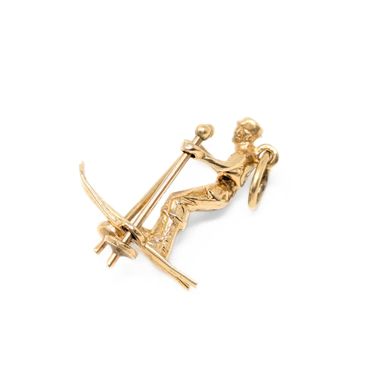 14K Gold Articulated Snow Skier Pendant/Charm