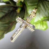 14K Gold Italian 2” INRI Crucifix Pendant