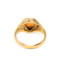 19K Gold Baltic Amber Art Deco Style Heart Ring - Size 10