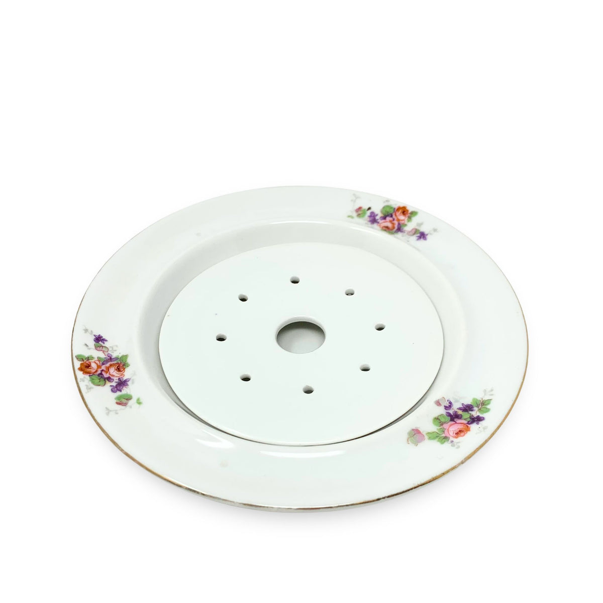 Victoria China Czechoslovakia Round Covered Butter Dish W/ Insert