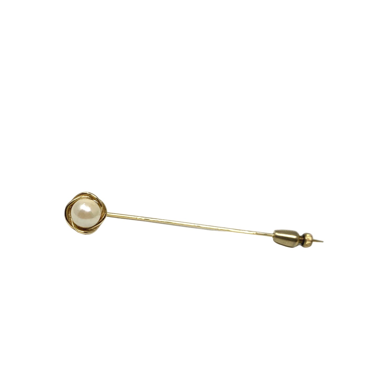 14K Gold Vintage Pearl Stick Pin