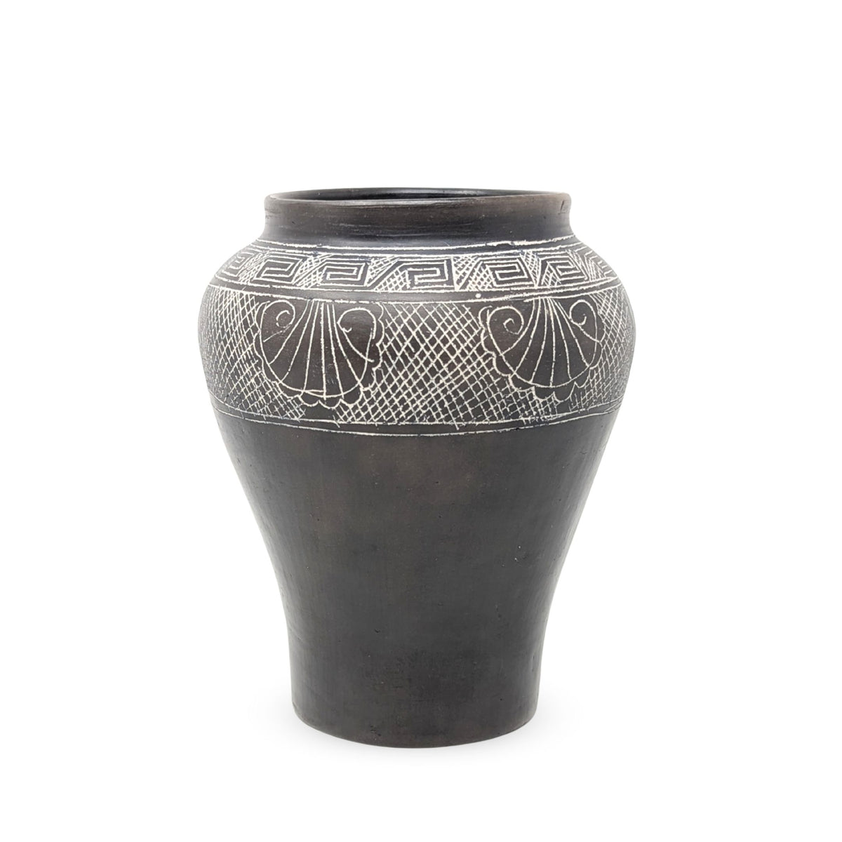 Ancient Greek Reproduction Hand Carved Art Pottery Vase