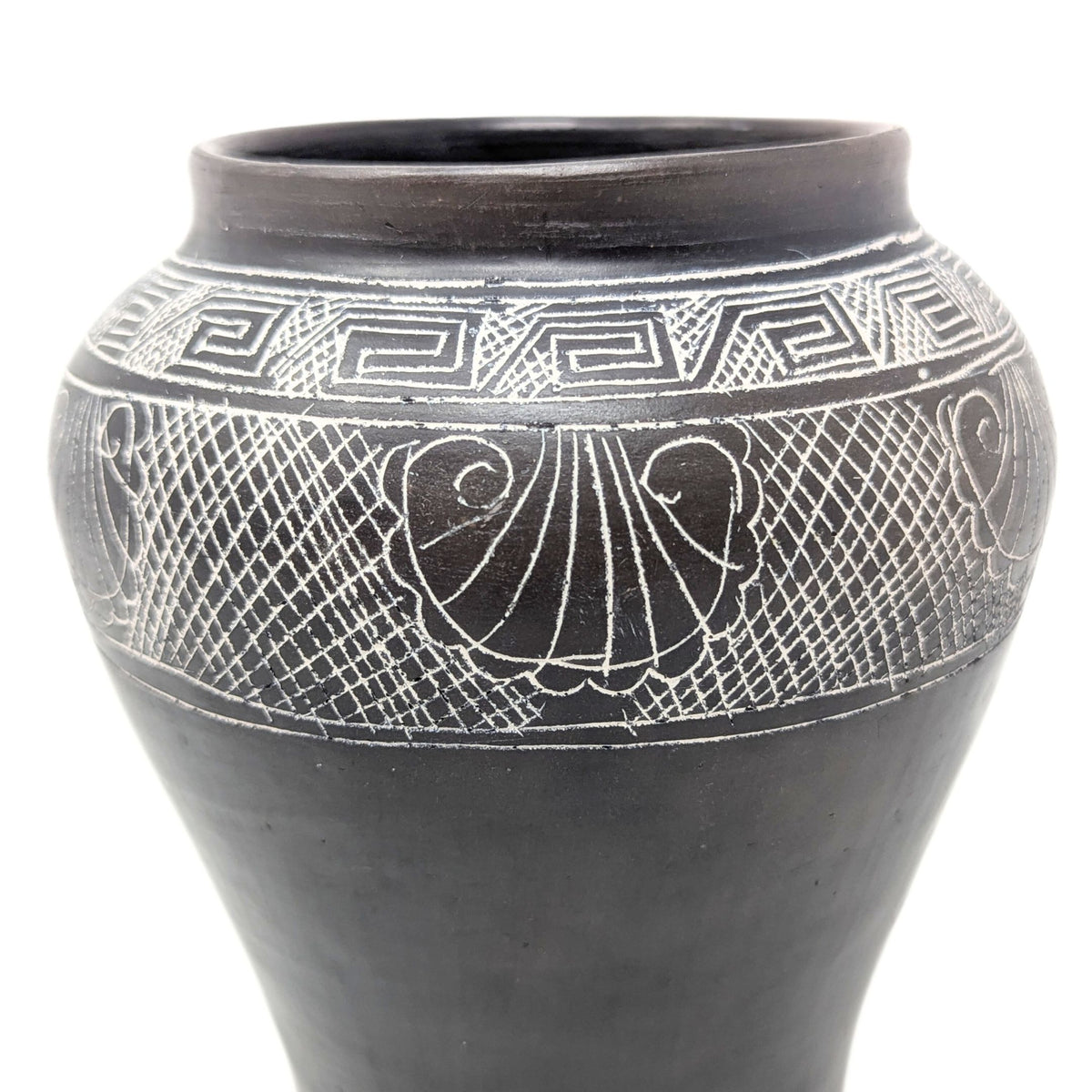 Ancient Greek Reproduction Hand Carved Art Pottery Vase