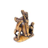 Vintage Carved Stone Figure of Shou Lao (Shouxing), Deer, & Boy