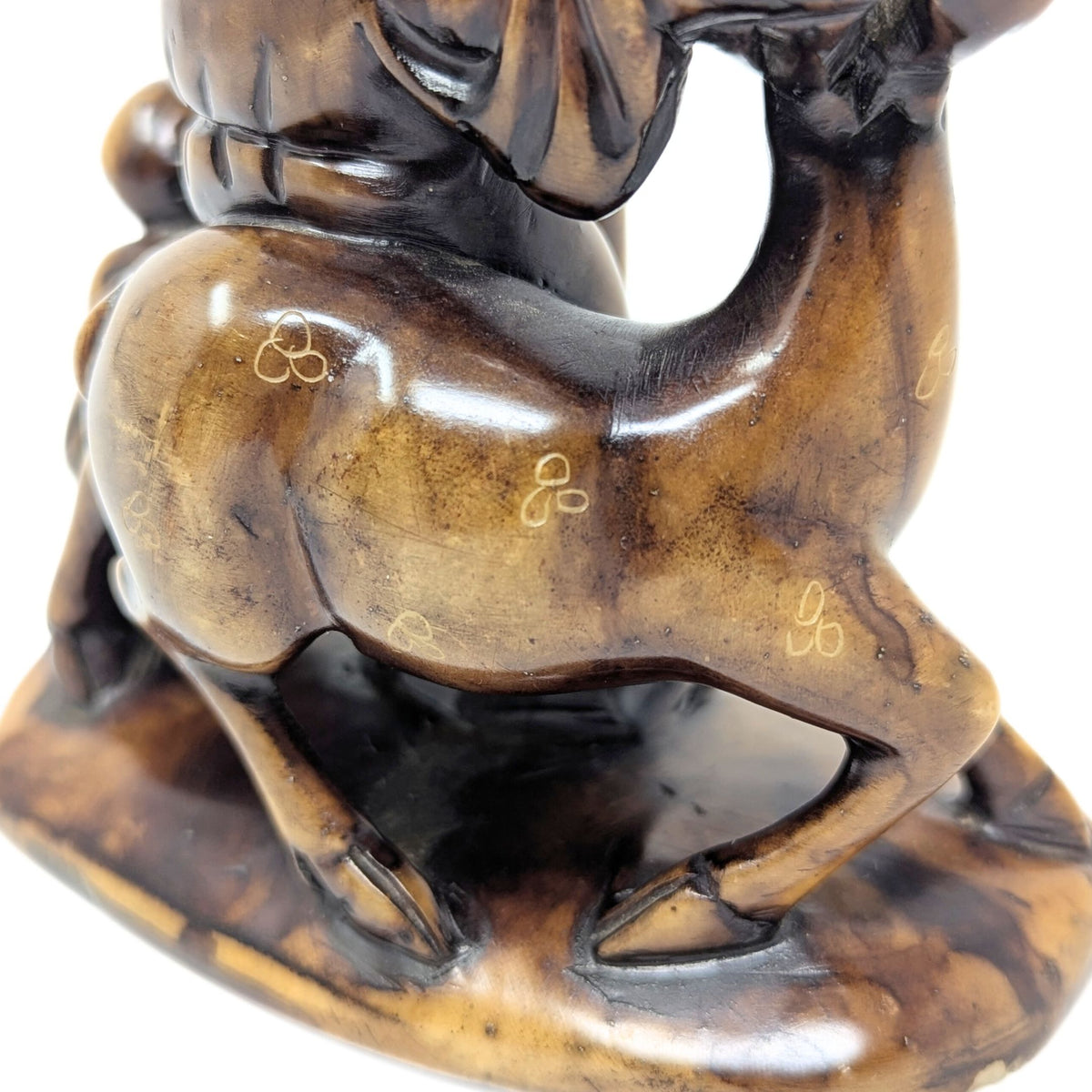 Vintage Carved Stone Figure of Shou Lao (Shouxing), Deer, & Boy