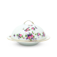 Victoria China Czechoslovakia Round Covered Butter Dish W/ Insert