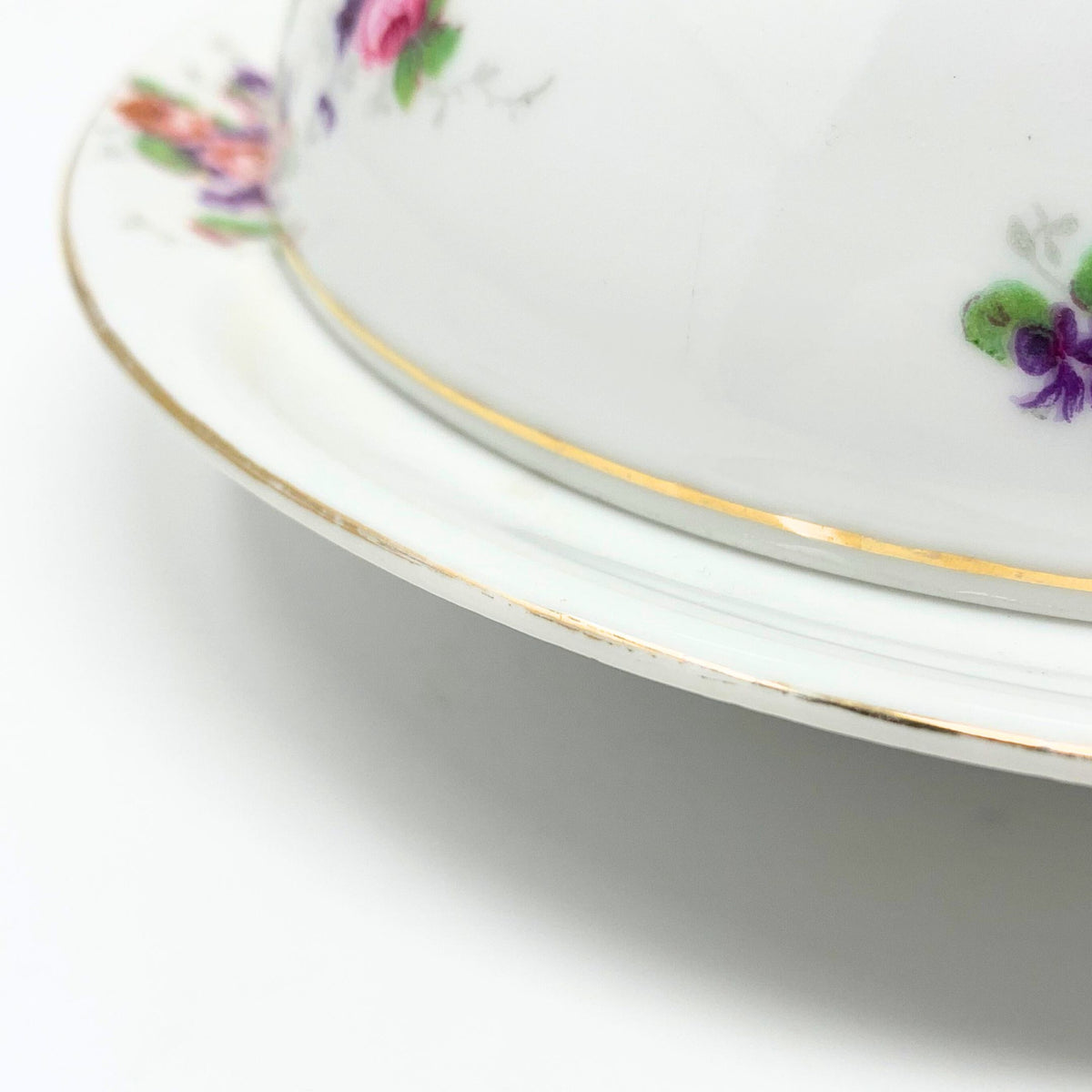 Victoria China Czechoslovakia Round Covered Butter Dish W/ Insert