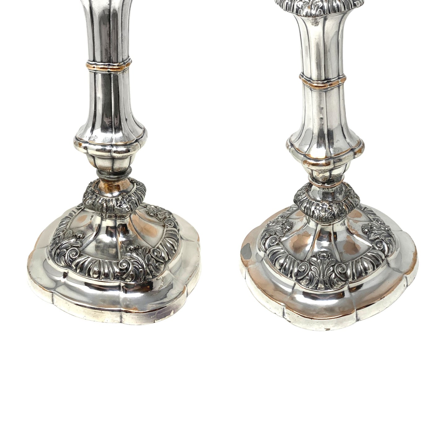 Pair of Antique Silverplate 5pc Triple Candelabras