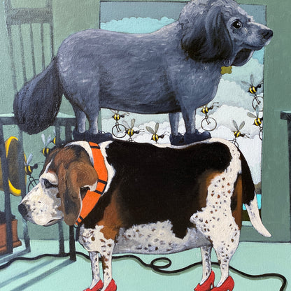 "Jack & Lucy" Dogs in Heels Oil on Canvas by Matt Lively
