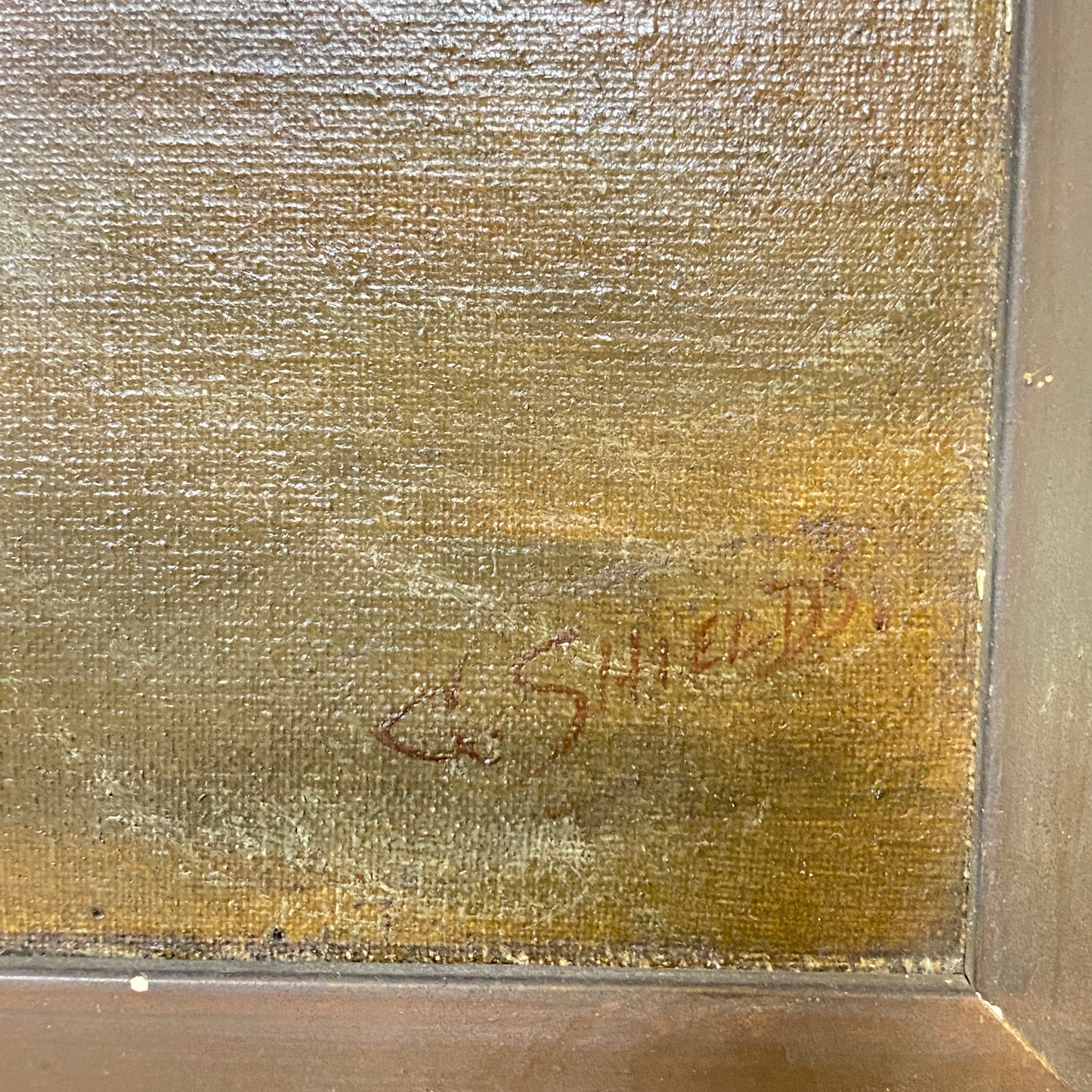 Antique French Seascape Oil on Canvas by G. Sheilds 38 x 28