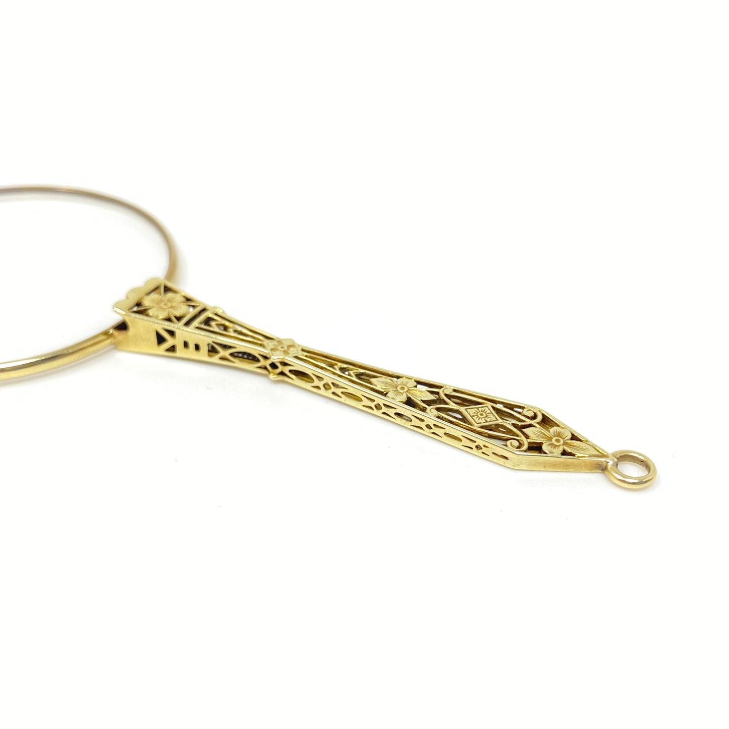 14K Victorian Filigree Lorgnette Eye Glasses