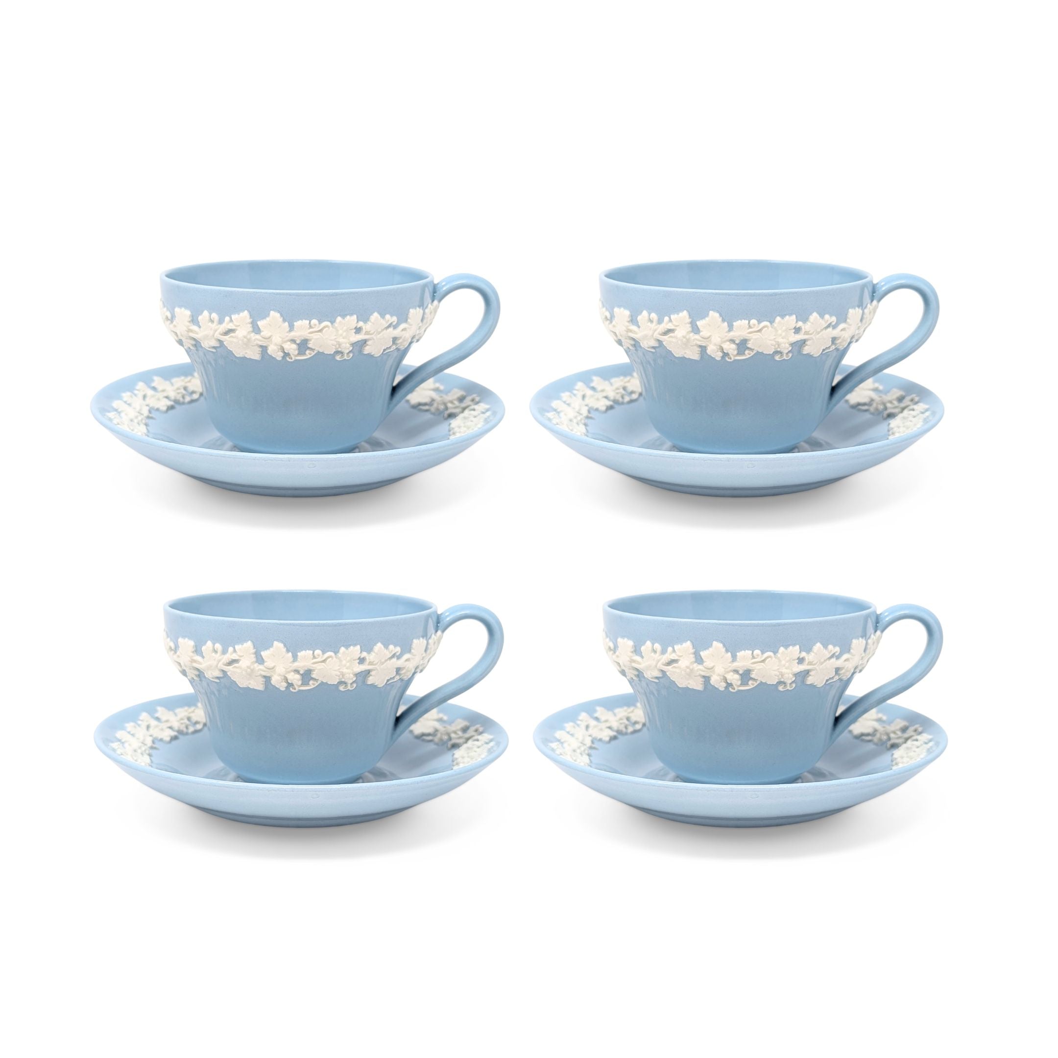 BeDoor リデュースブルー& Cristavea ヴェロウスクリームセット Wedgwood Queensware Cream on Lavender Set of 4 Footed Cups