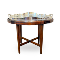 Custom Mahogany Silver Plate Tray Table