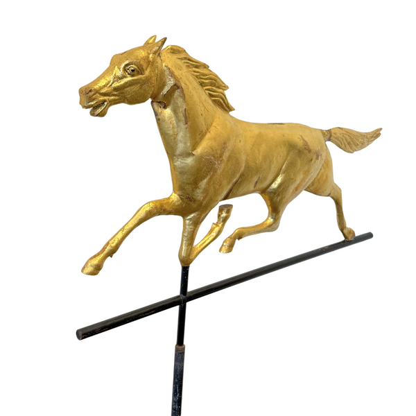 Fiske-Style Gilt Copper Running Horse Directional Weathervane, ca. 1920