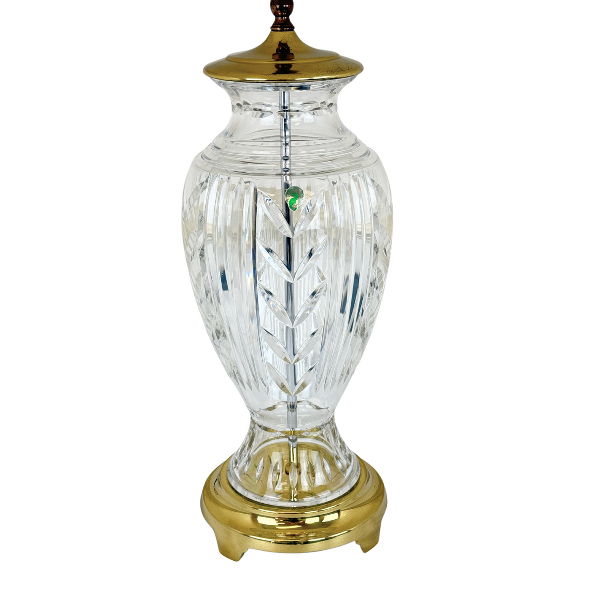 Waterford Crystal "Glencar" Lamps w/ Shades and Finials (Pair)
