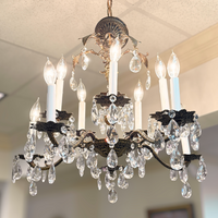 Italian Brass & Crystal 10-Light Chandelier