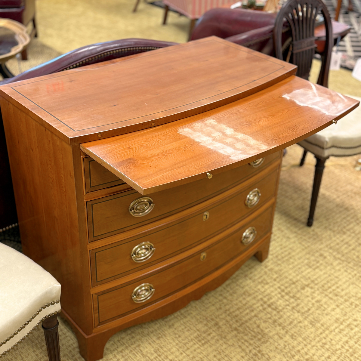 Hickory Manufacturing Yew Banded Bow Front Chest