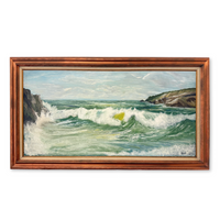 High Surf Beach Landscape Oil on Canvas by Misako, 1982