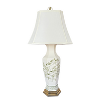 Vintage Green & White Chinoiserie Vase Lamp