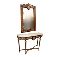 French Walnut & Gilt Ormolu Console with Mirror