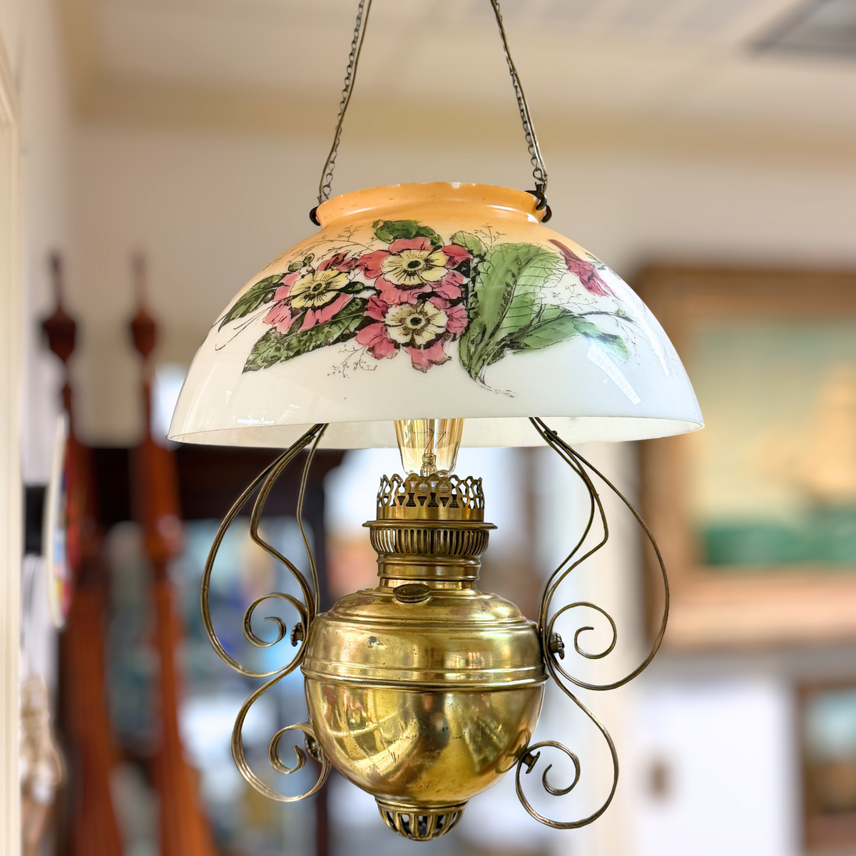 Antique Electrified Parlor Ceiling Light