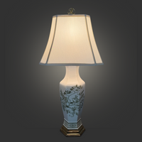Vintage Green & White Chinoiserie Vase Lamp
