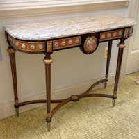 French Walnut & Gilt Ormolu Console with Mirror