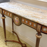 French Walnut & Gilt Ormolu Console with Mirror