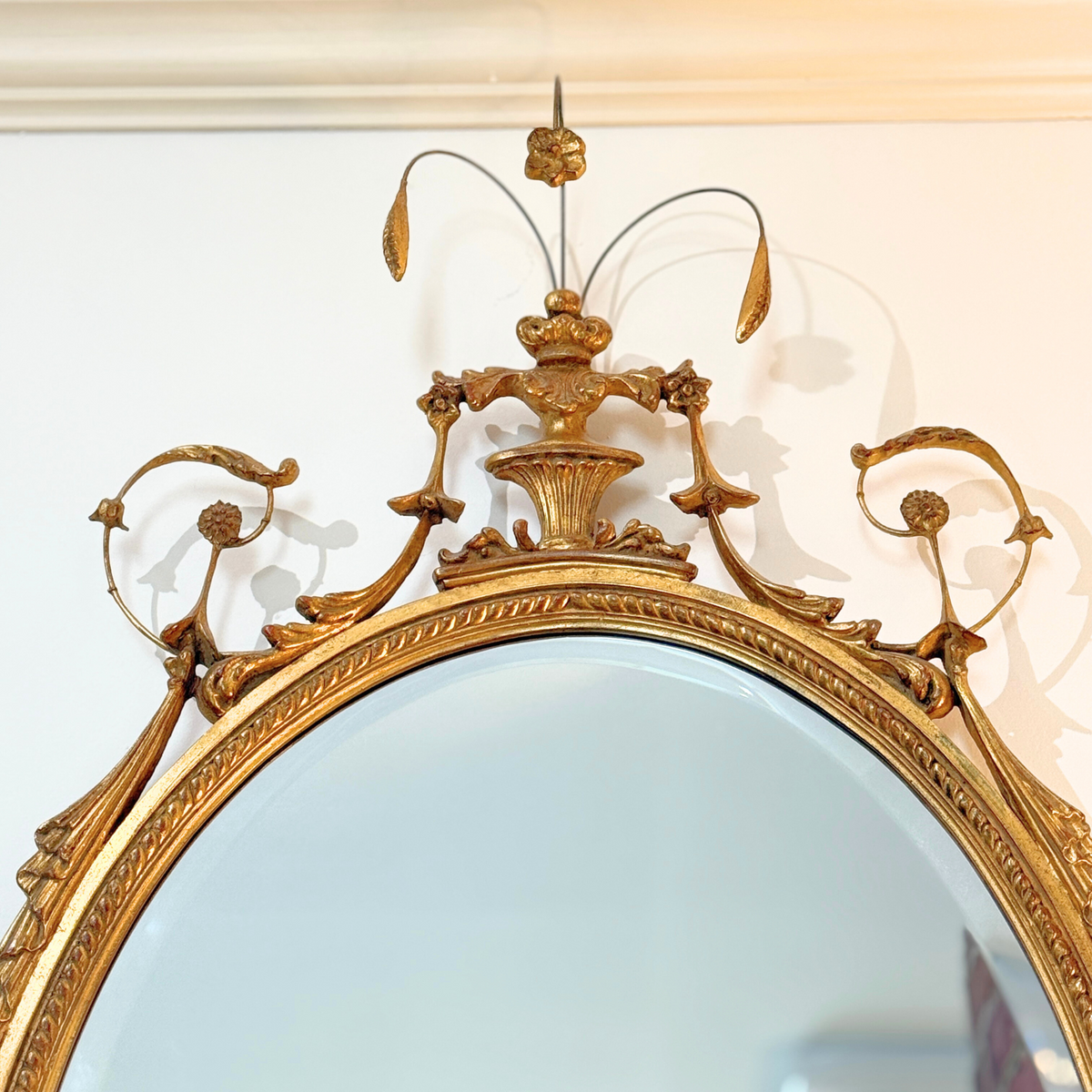 Gilt Neo Classical Beveled Wall Mirror 25x47