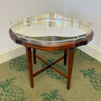 Custom Mahogany Silver Plate Tray Table