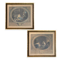 Hand-Colored Fragonard Lithographs by Nicolas de Launay, 18th C. (Pair)