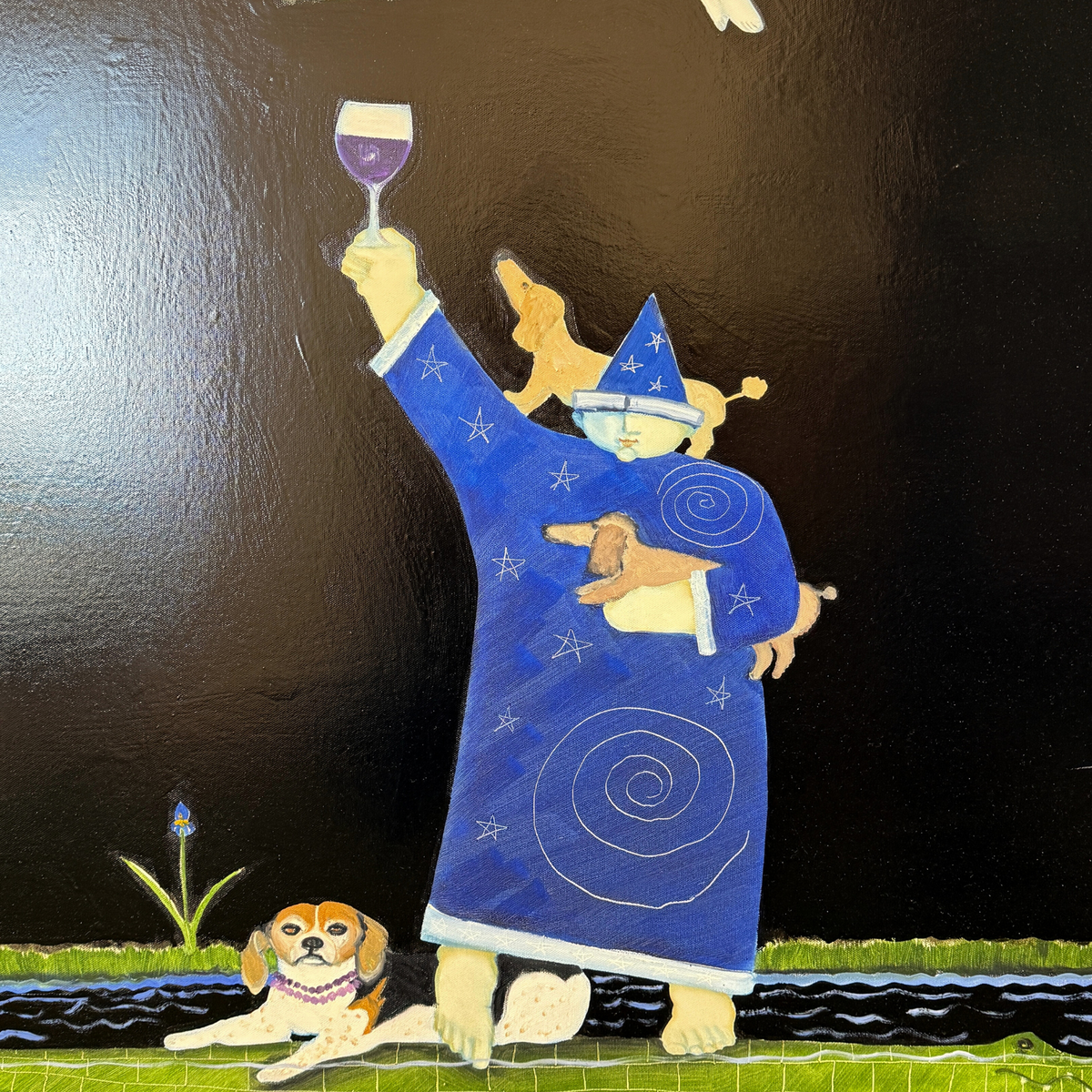 "Dog Jumped Over the Vino" Oil on Canvas by Martin LaBorde, 2008