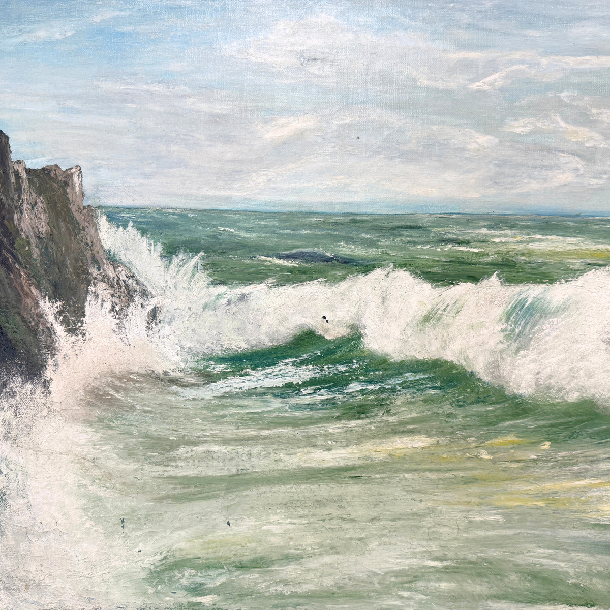 High Surf Beach Landscape Oil on Canvas by Misako, 1982