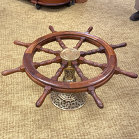 Authentic 36” Teak Ship’s Wheel Coffee Table