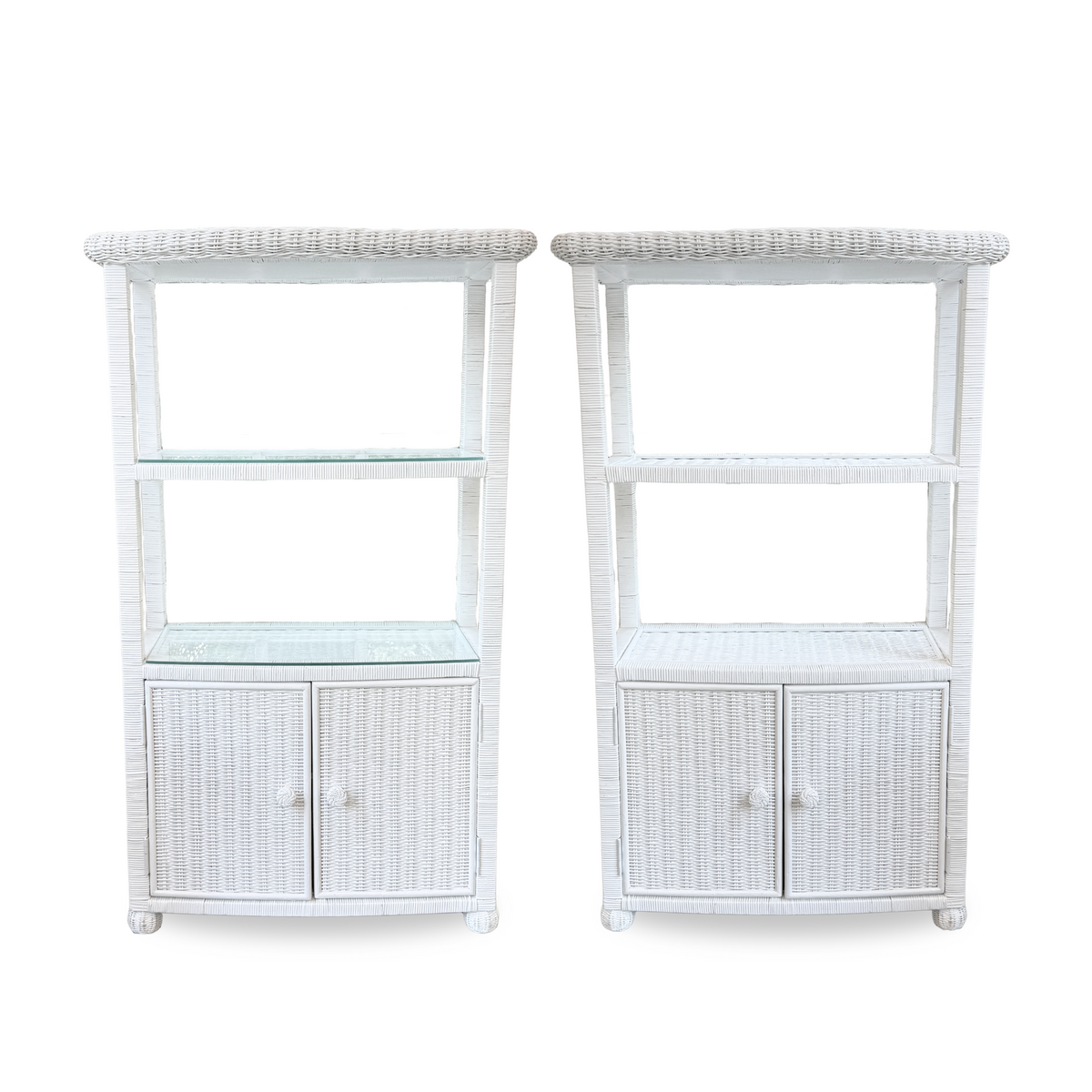 White Wicker Bookcases (Pair)