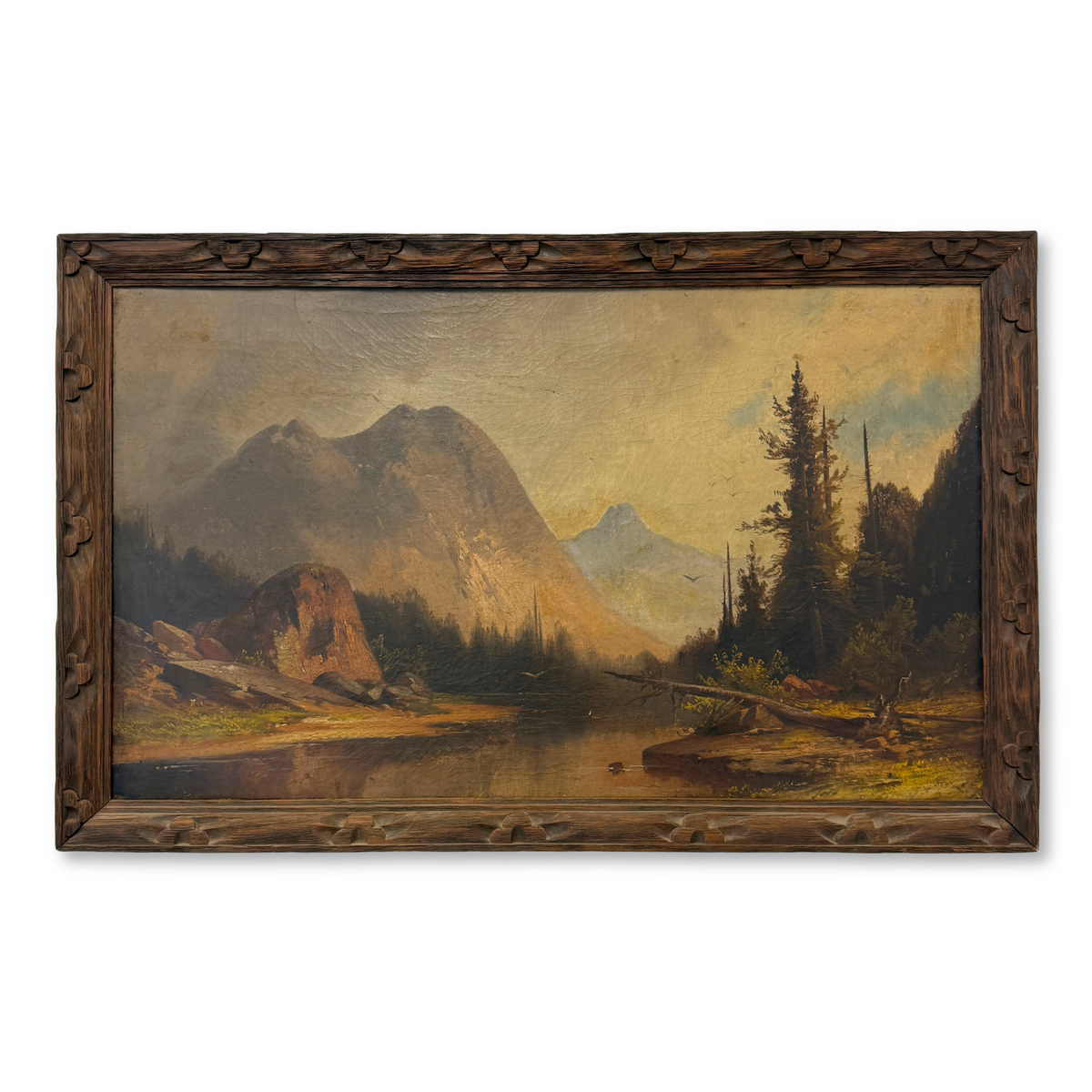 Mountain River Landscape Oil on Canvas by George Frederick Bensell, ca. 1860