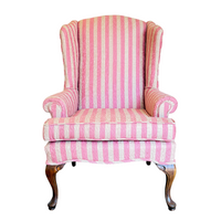 Vintage Pink Striped Wingback Chair