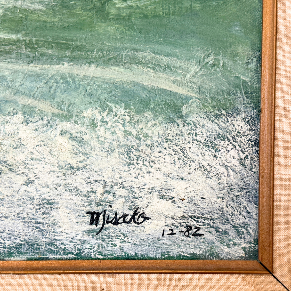 High Surf Beach Landscape Oil on Canvas by Misako, 1982