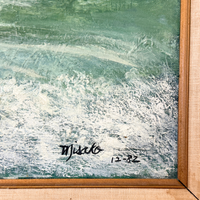 High Surf Beach Landscape Oil on Canvas by Misako, 1982