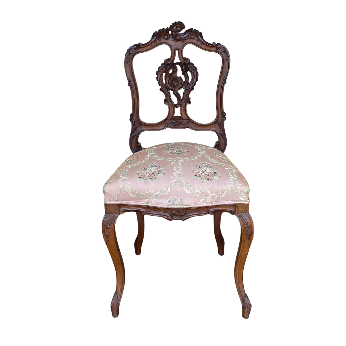 Antique Rococo Petite Carved Vanity Chair