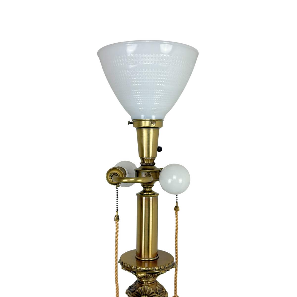 3-Light Brushed Brass Torchiere Lamp