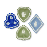 Wedgwood Blue & Green Four Suits 4pc Trinket Dish Set