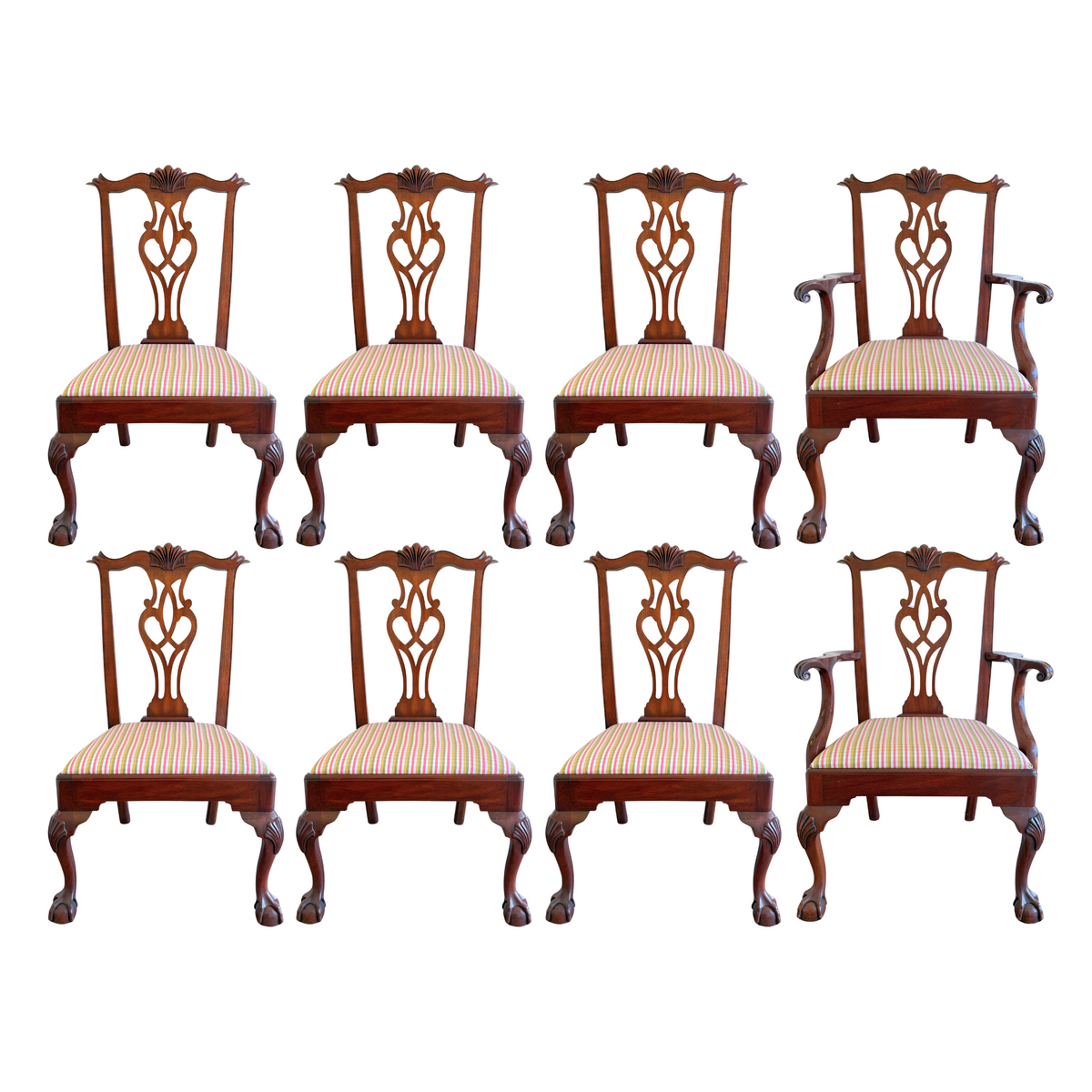 Henkel Harris 1992 #1125/112A Mahogany Claw Foot Dining Chairs (8)