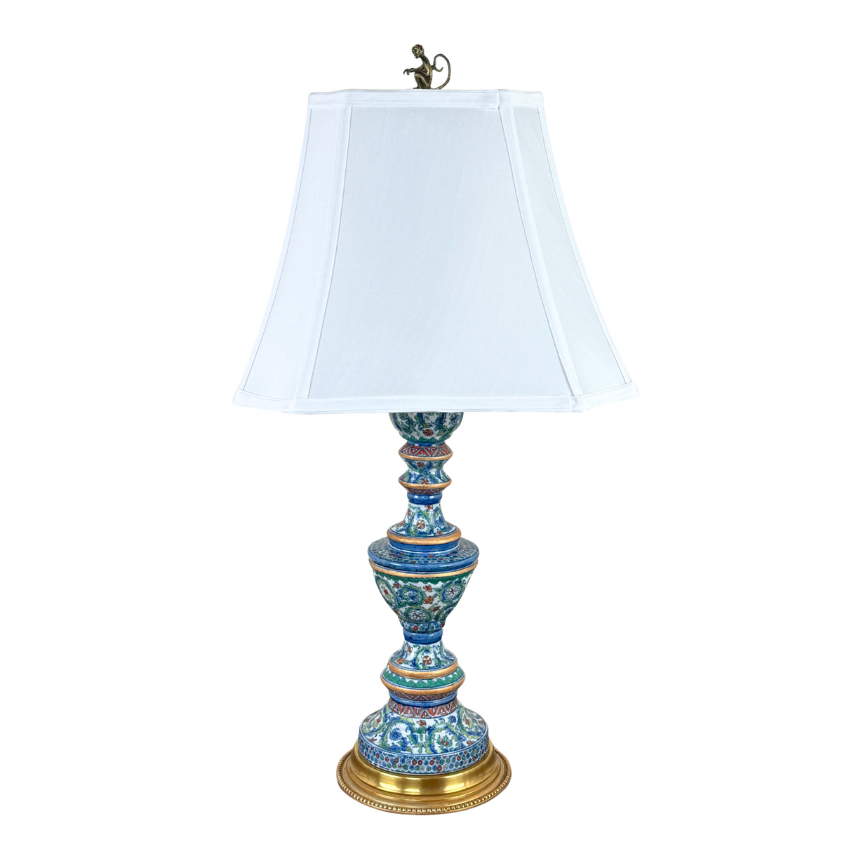 Antique Bohemian-Style Porcelain Candlestick Lamp