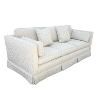 Cream Brocade 3-Cushion Tuxedo Sofa