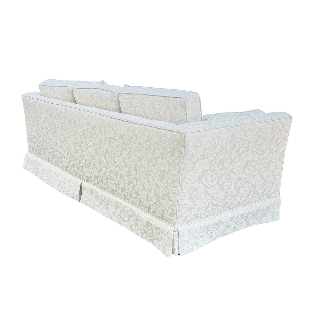 Cream Brocade 3-Cushion Tuxedo Sofa