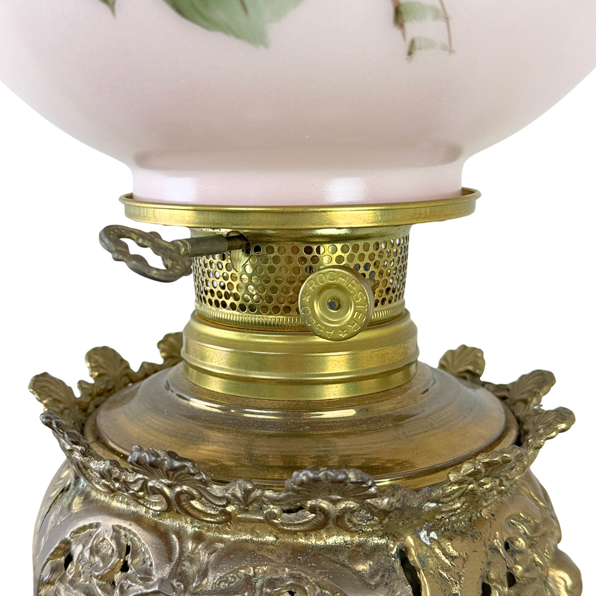 Electrified Victorian Banquet Lamp w/ Hand-Painted Globe