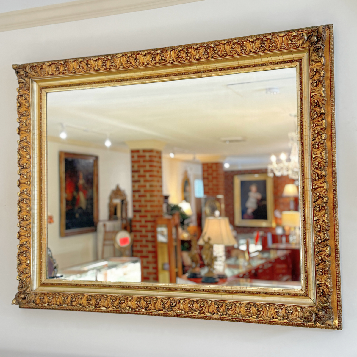 Antique Gilt Italian Oversized Mirror 60x48