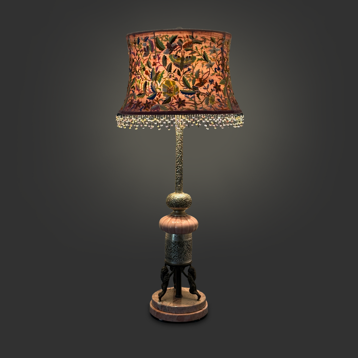 Frederick Cooper Tyndale Pink Marble Regency Lamp w/ Original Shade