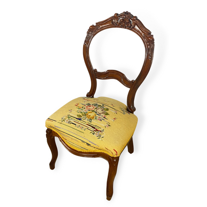 Victorian Carved Walnut Needlepoint Side Chair
